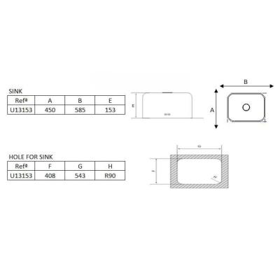 Banka Detroit Lavello in acciaio inox 543 x 408 mm Sottopiano 1208970078