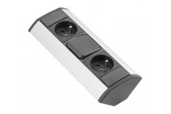 Prolunga angolare MINI con interruttore e 2 prese con messa a terra 230V 16A