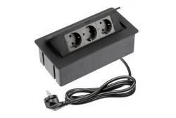 Presa per mobili SOFT 3x presa Schuko, cavo di alimentazione con spina, nero.
