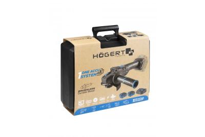 HÖGERT Smerigliatrice angolare senza fili con interruttore a paddle, 125MM, 18V, set con batteria, caricatore, accessori.