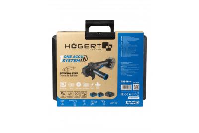 HÖGERT Smerigliatrice angolare senza fili con interruttore a paddle, 125MM, 18V - Set (batteria, caricatore, accessori)