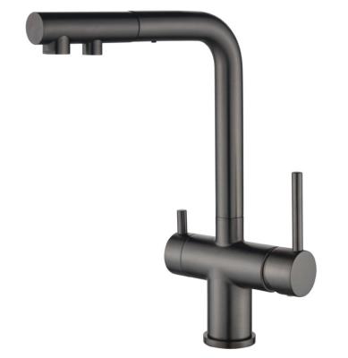 Ausmann Ellington Miscelatore da cucina a 3 vie con bocca estraibile e acqua filtrata – Gun metal - 1208970499
