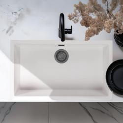 Lavello Bianco Grande 70x40 cm Sotto-top, Sopra-top e a Filo con Tappo in Metallo Gun 1208970520
