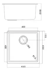 Lavello Bianco 40x40 cm Sottopiano, Soprapiano e a Filo con Tappo Gun Metal 1208970534