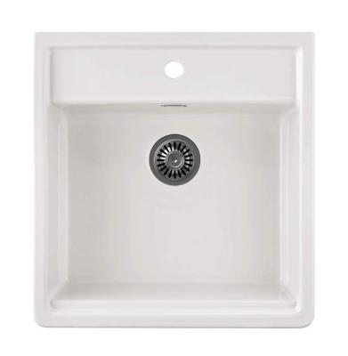 Ausmann Ceramic Panor Shade Lavello Butler in ceramica bianca - Sottopiano e intermedio 630 x 597 mm con foro per rubinetto e tappo in gun metal 1208970551