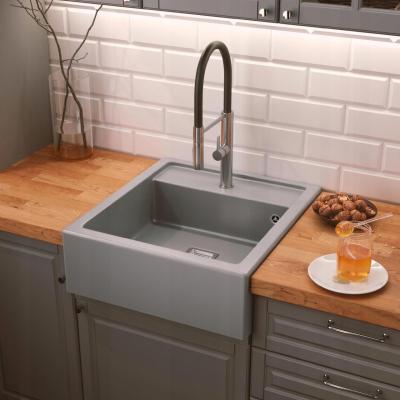 Graniteland Arno Lavello in Granito Grigio da Incasso 582x620mm con Tappo Quadrato in Acciaio Inox 1208970605.