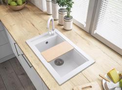 Graniteland Magra Graniti Bianco Lavabo da appoggio 686 x 427 mm con foro per rubinetto e tappo in acciaio inossidabile 1208970614