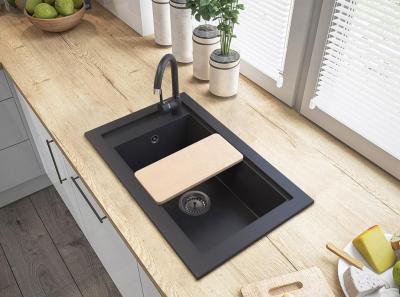 Graniteland Magra Lavandino in granito nero da appoggio 686 x 427 mm con foro per rubinetto e tappo in acciaio inossidabile 1208970616