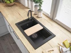 Graniteland Magra Granito Antracite Oro Lavabo da incasso 686 x 427 mm con foro per rubinetto e tappo in acciaio inossidabile 1208970623
