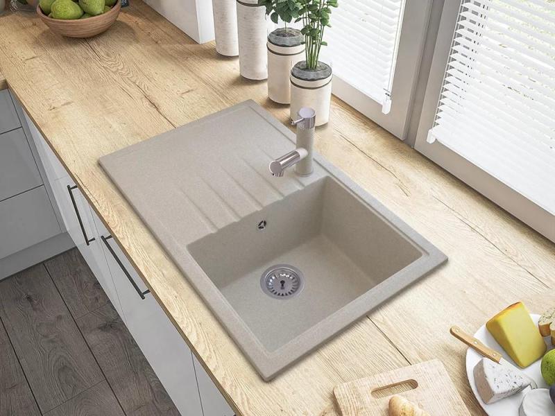 Graniteland Ceres Kitchen Faucet Beige Sand with Retractable Spout and Double-Function Hand Shower 1208970708