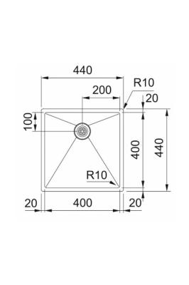 Franke Bolero Plus New R10 B2X 210-40-40 RVS Lavello da incasso, sottotop e sopratop 40x40 cm 127.0728.976