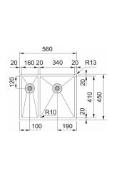 Franke Bolero Plus New R10 B2X 260-34-16 BR 1,5 Lavandino in acciaio inossidabile una volta e mezza Incasso, sottotop e sopratop 56x45 cm 127.0733.338