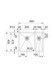Franke Bolero Plus New R10 B2X 260-34-16 BL 1,5 Lavello in acciaio inox da un mezzo Vlakinbouw, sottostruttura e soprastruttura 56x45 cm 127.0733.339