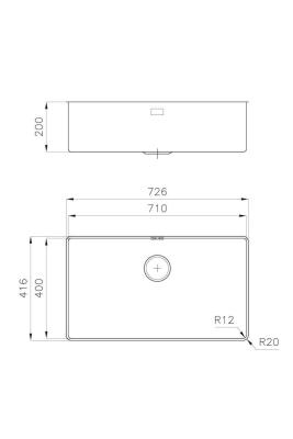 Lavello sottopiano Foster Phantom Slimline in acciaio inossidabile 71x40cm per piani di lavoro in ceramica 1208971121