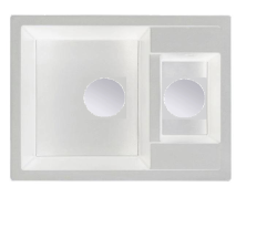 GraniteMy Smart extra basso 1,5 lavandino da incasso in granito bianco 58x44cm con tappo di rame 1208970052