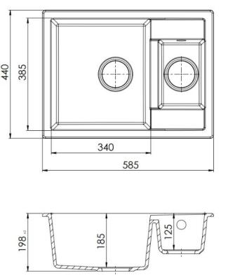 GraniteMy Smart extra superficiale 1,5 lavabo in granito bianco 58x44cm con tappo dorato 1208971224
