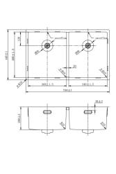 Pure.Sink Prestige Doppio lavello in acciaio inossidabile 70x40 cm raggio 10mm da incasso, da appoggio e da sovrapposizione PPG343440-02