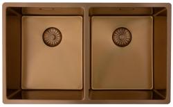 Pure.Sink Prestige Doppio lavello in rame 70x40cm raggio 10mm sottotop, filotop e sopratop PPG343440-62