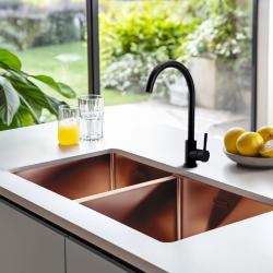 Pure.Sink Prestige Doppio lavabo in rame 82x40 cm raggio 10mm sottotop, a filo e sopratop PPG404040-62