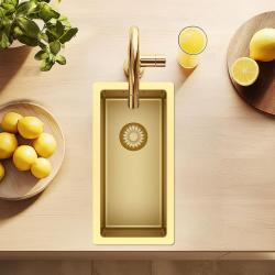 Pure.Sink Exclusivo piccolo lavello dorato 18x40 cm raggio 10mm sottotop, filotop e sopratop PEX1840-60