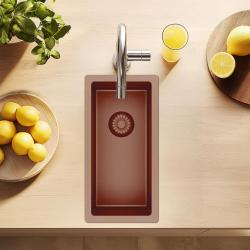 Pure.Sink Exclusivo piccolo lavandino in rame 18x40 cm, raggio 10mm, da incasso, da appoggio e da montaggio PEX1840-62