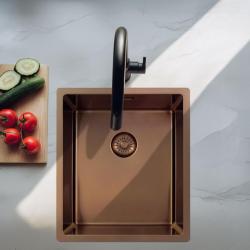 Pure.Sink Exclusivo Lavello in rame 34x40 cm raggio 10mm da incasso, installazione a filo e sopraelevata PEX3440-62