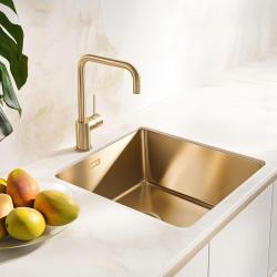Pure.Sink Exclusivo Lavello d'oro 40x40 cm raggio 10mm da incasso, montaggio a filo e sopraelevato PEX4040-60