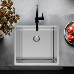 Pure.Sink Exclusivo lavandino in acciaio inossidabile 45x40 cm raggio 10mm, da incasso, a filo e da appoggio PEX4540-02