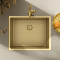 Pure.Sink Exclusivo Lavello dorato 50x40 cm raggio 10mm da incasso, filotop e sopratop PEX5040-60
