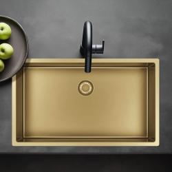 Pure.Sink Exclusivo grande lavello dorato 70x40 cm raggio 10mm sottotop, incasso piano e sopraelevato PEX7040-60