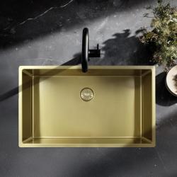 Pure.Sink Exclusivo grande lavello dorato 70x40 cm raggio 10mm sottotop, incasso piano e sopraelevato PEX7040-60