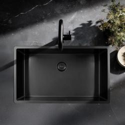 Pure.Sink Exclusivo grande lavello in metallo color canna di fucile 70x40 cm raggio 10mm sottotop, incasso e sopratop PEX7040-61
