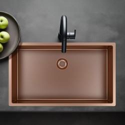 Pure.Sink Exclusivo grande lavello in rame 70x40 cm raggio 10mm da incasso, a filo e sopraelevato PEX7040-62