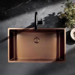 Pure.Sink Exclusivo grande lavello in rame 70x40 cm raggio 10mm da incasso, a filo e sopraelevato PEX7040-62