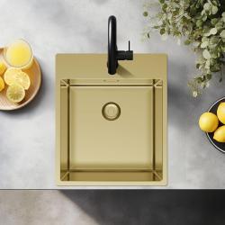 Pure.Sink Exclusivo Lavandino d'oro 44x52 cm Tapwing con foro per rubinetto raggio 10mm PEX4040T-60