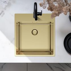 Pure.Sink Exclusivo Lavello dorato 49x52 cm Tapwing con foro rubinetto raggio 10mm PEX4540T-60
