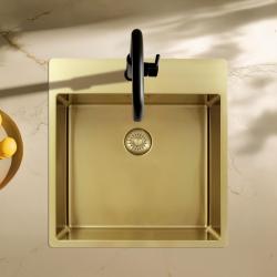 Pure.Sink Exclusivo Lavello dorato 49x52 cm Tapwing con foro rubinetto raggio 10mm PEX4540T-60
