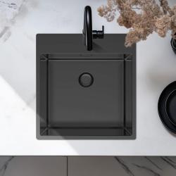 Pure.Sink Exclusivo Gun Metal lavandino 49x52 cm Tapwing con foro per rubinetto raggio 10mm PEX4540T-61