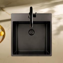Pure.Sink Exclusivo Gun Metal lavandino 49x52 cm Tapwing con foro per rubinetto raggio 10mm PEX4540T-61