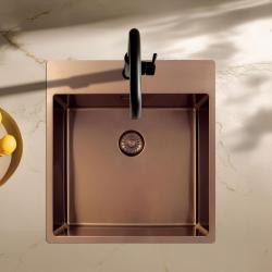 Pure.Sink Exclusivo Lavello in rame 49x52 cm Tapwing con foro per rubinetto raggio 10mm PEX4540T-62