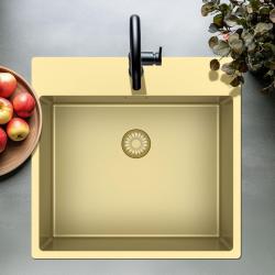 Pure.Sink Exclusivo Lavello dorato 54x52 cm Tapwing con foro per rubinetto raggio 10mm PEX5040T-60