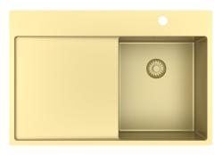 Pure.Sink Exclusivo Piccolo lavello dorato con zona di scolo 78x52 cm Tapwing a destra PEX3478RT-60