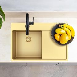 Pure.Sink Exclusivo Lavabo dorato con zona di scolamento 78x52 cm Tapwing a sinistra PEX4078LT-60