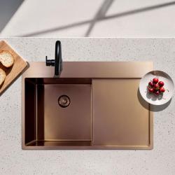 Pure.Sink Exclusivo Lavabo in rame con zona di scolo 78x52 cm Tapwing a sinistra PEX4078LT-62