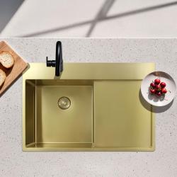 Pure.Sink Exclusivo Lavello dorato con zona di sgocciolamento 78x52 cm Tapwing a destra PEX4078RT-60
