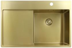 Pure.Sink Exclusivo Lavello dorato con zona di sgocciolamento 78x52 cm Tapwing a destra PEX4078RT-60