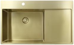 Pure.Sink Exclusivo Lavello dorato con zona di scolamento 86x52 cm Tapwing a sinistra PEX5086LT-60