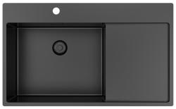 Pure.Sink Exclusivo Gun Metal lavello con zona di sgocciolamento 86x52 cm Tapwing a sinistra PEX5086LT-61