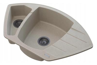Graniteland Monte Lavello ad angolo in granito beige da appoggio 901x538mm con tappo in acciaio inossidabile 1208971414