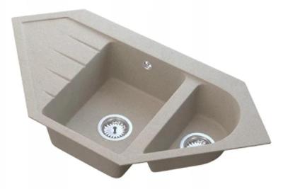 Graniteland Amiata Graniti beige Lavello ad angolo da incasso 965x496mm con tappo in acciaio inossidabile 1208971417